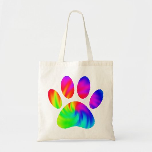 Tie Dye Dog Paw Afdrukken Afbeelding Tote Bag (Voorkant)