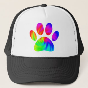 Tie Dye Dog Paw Afdrukken Afbeelding Trucker Pet