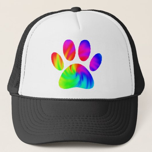 Tie Dye Dog Paw Afdrukken Afbeelding Trucker Pet (Voorkant)