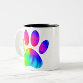 Tie Dye Dog Paw Afdrukken Afbeelding Tweekleurige Koffiemok (Voorkant links)