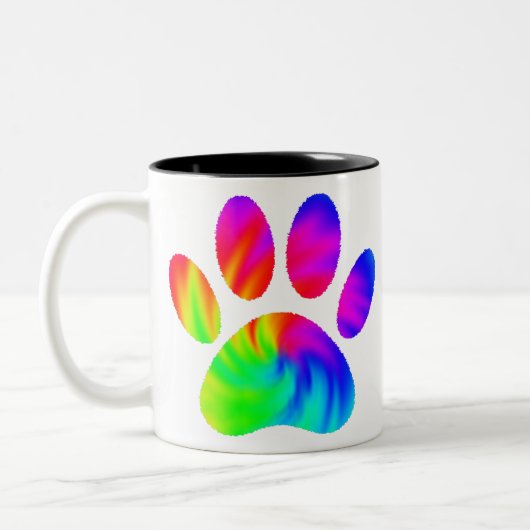 Tie Dye Dog Paw Afdrukken Afbeelding Tweekleurige Koffiemok (Links)