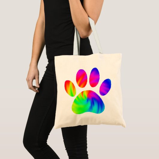 Tie Dye Dog Paw Print Graphic Canvas tas (Voorkant (product))