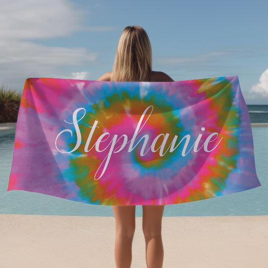 Tie Dye Draai Abstract Gepersonaliseerde Zomer  Strandlaken