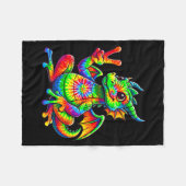 Tie-dye Dragon Peace Sign Hipe  Fleece Deken (Voorkant (Horizontaal))