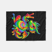 Tie-dye Dragon Peace Sign Hipe  Fleece Deken (Voorkant (Horizontaal))