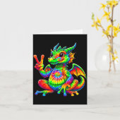 Tie-dye Dragon Peace Sign Hipe Kaart (Gele Bloem)