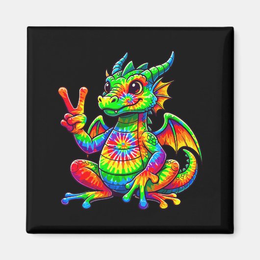Tie-dye Dragon Peace Sign Hipe  Magneet (Voorkant)
