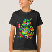 Tie-dye Dragon Peace Sign Hipe  T-shirt (Voorkant)