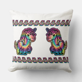 Tie Dye Dreams: De levendige eenhoorn Kussen