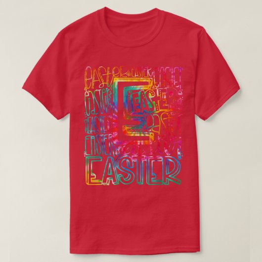 Tie Dye Easter Typography Christelijke Holiday Hap T-shirt (Design voorkant)