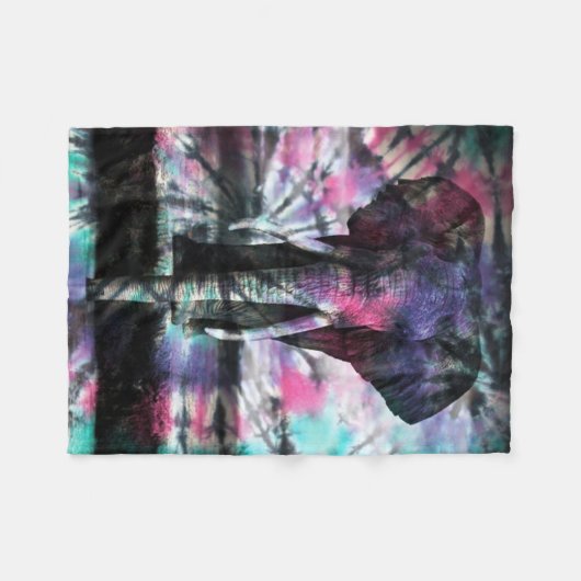 Tie Dye Elephant Fleece Deken (Voorkant (Horizontaal))