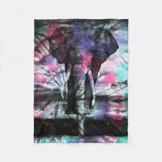 Tie Dye Elephant Fleece Deken (Voorkant)