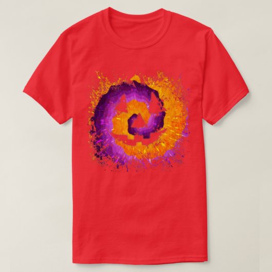 Tie Dye Evil Pumpkin Monster Face JackOLantern Ha T-shirt (Design voorkant)