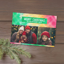 Tie Dye Eye Catching Rood Groen 2 Fotocollage Feestdagenkaart