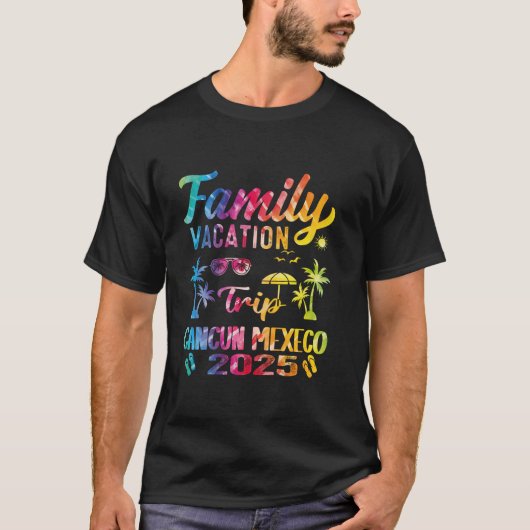 Tie Dye Familie Vakantie 2025 Cancun Mexico Matchi T-shirt (Voorkant)