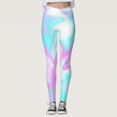 Tie Dye Faux Holografisch Roze Snoep Leggings (Voorkant)