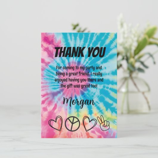 Tie Dye Feest Bedankkaart Kaart (Staand voorkant)