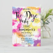Tie Dye Feest Uitnodiging Hippy Tie Dye (Staand voorkant)