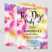Tie Dye Feest Uitnodiging Hippy Tie Dye (Voorkant / Achterkant)