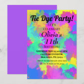 Tie Dye Feest Uitnodiging Hippy Tie Dye (Voorkant / Achterkant)