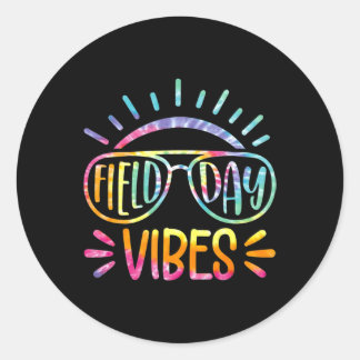 Tie Dye Field Day Vibes Last Day Of School Field D Ronde Sticker