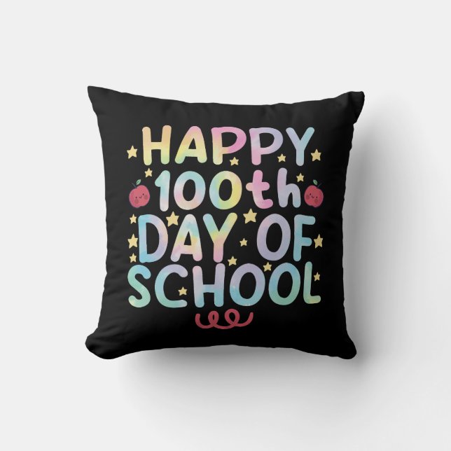 Tie Dye Fijne 100e Dag Op School Leraar Student  Kussen (Voorkant)
