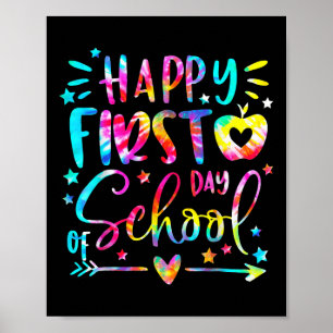 Tie Dye Fijne Eerste Dag Terug Naar School Leraar Poster
