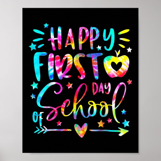 Tie Dye Fijne Eerste Dag Terug Naar School Leraar Poster (Voorkant)