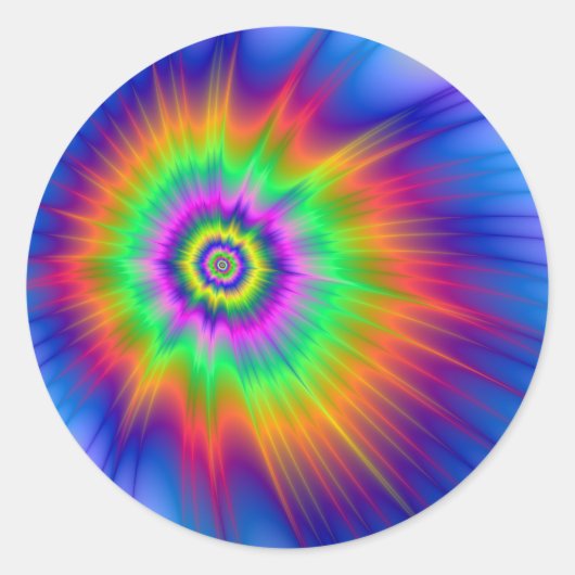 Tie Dye Fireball Ronde Sticker (Voorkant)