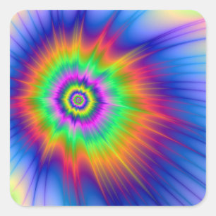 Tie Dye Fireball Vierkante Sticker