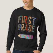 Tie Dye First Grade Teacher Leopard Pencil Back To Trui (Voorkant)