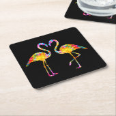 TIE DYE FLAMINGO KARTONNEN ONDERZETTERS (Schuin)