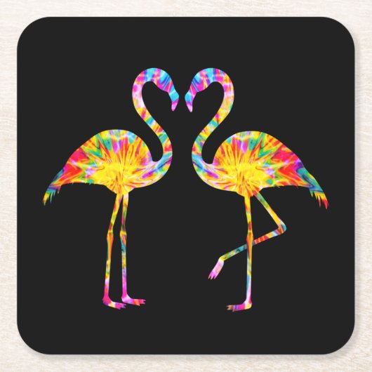 TIE DYE FLAMINGO KARTONNEN ONDERZETTERS (Voorkant)