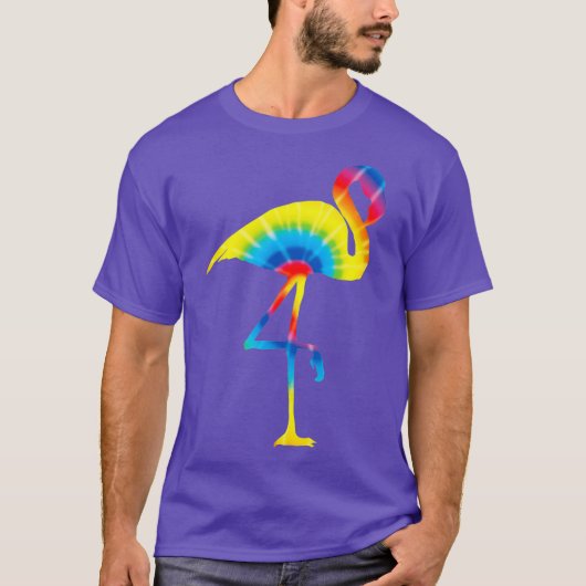 Tie Dye Flamingo Rainbow Print Bird Animal Peace T-shirt (Voorkant)