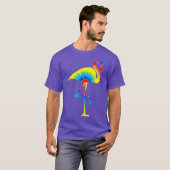 Tie Dye Flamingo Rainbow Print Bird Animal Peace T-shirt (Voorkant volledig)