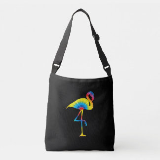 Tie Dye Flamingo Rainbow Print Bird Hippie Crossbody Tas