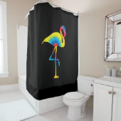 Tie Dye Flamingo Rainbow Print Bird Hippie Douchegordijn (In situ)