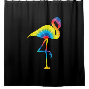 Tie Dye Flamingo Rainbow Print Bird Hippie Douchegordijn