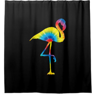 Tie Dye Flamingo Rainbow Print Bird Hippie Douchegordijn