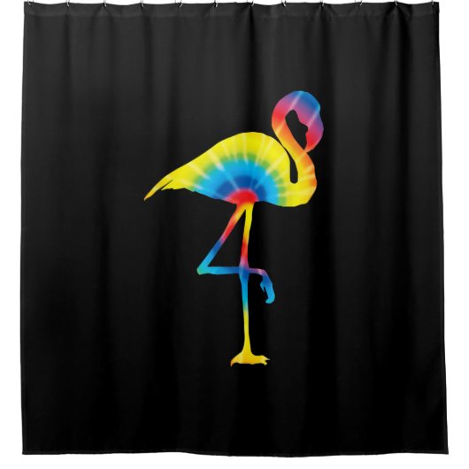Tie Dye Flamingo Rainbow Print Bird Hippie Douchegordijn (Voorkant)