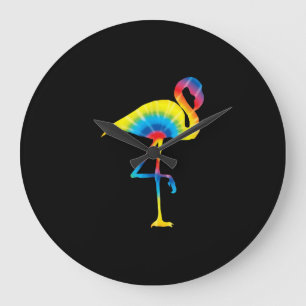 Tie Dye Flamingo Rainbow Print Bird Hippie Grote Klok