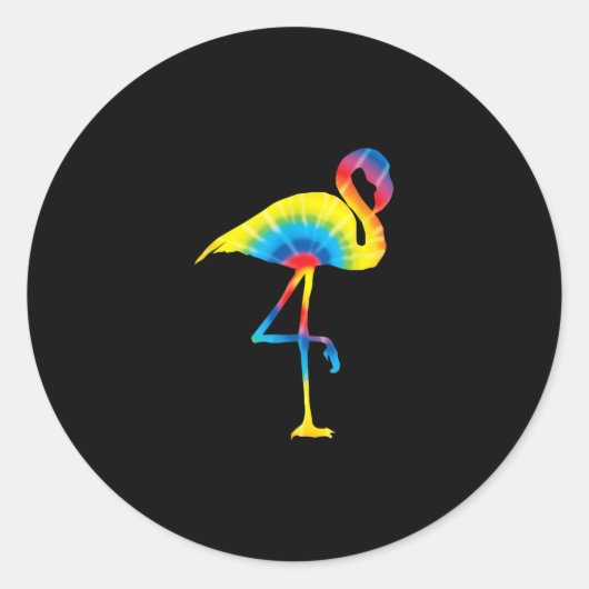 Tie Dye Flamingo Rainbow Print Bird Hippie Ronde Sticker (Voorkant)