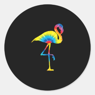 Tie Dye Flamingo Rainbow Print Bird Hippie Ronde Sticker