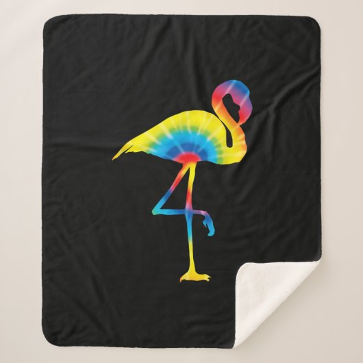 Tie Dye Flamingo Rainbow Print Bird Hippie Sherpa Deken (Voorkant)