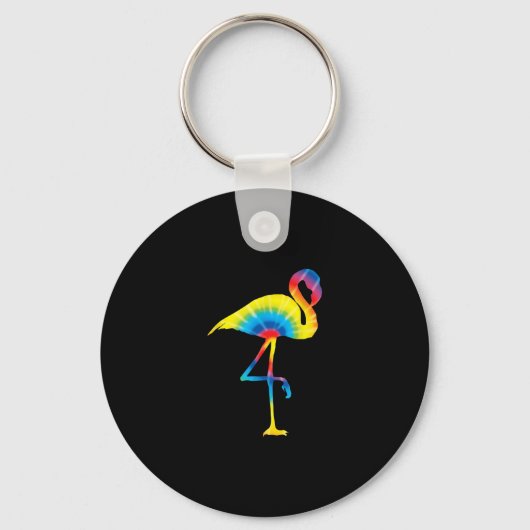 Tie Dye Flamingo Rainbow Print Bird Hippie Sleutelhanger (Voorkant)
