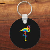 Tie Dye Flamingo Rainbow Print Bird Hippie Sleutelhanger (Voorkant)