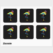 Tie Dye Flamingo Rainbow Print Bird Hippie Vierkante Sticker (Vel)