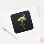Tie Dye Flamingo Rainbow Print Bird Hippie Vierkante Sticker (Envelop)