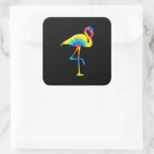 Tie Dye Flamingo Rainbow Print Bird Hippie Vierkante Sticker (Tas)