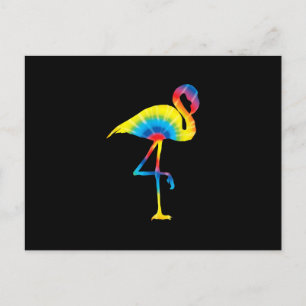 Tie Dye Flamingo Regenboog Print Vogel Dier Hippie Uitnodiging Briefkaart